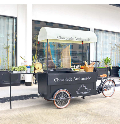 Outdoor Street Hotel Tricycle Ice Cream Cart Bicicletta con materiale grezzo latte