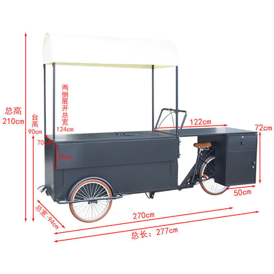 Alta produttività 277*210*70cm carrello alimentare triciclo commerciale per aziende alimentari mobili