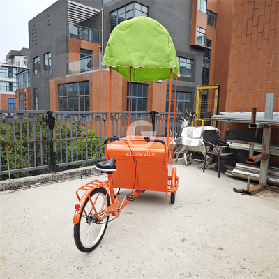 Bicicletta di vendita di cibo per viaggi all'aperto convenientemente progettata con triciclo di carico personalizzato