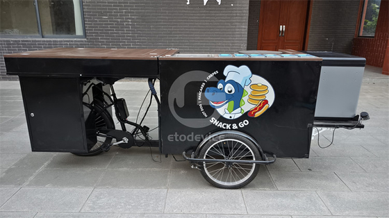 Carrozze di cibo per strada Carrozze di crêpe e biciclette mobili a tre ruote per impianti di produzione