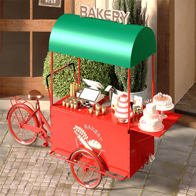 OEM Commercial Mobile Coffee Cargo Bike Tricycle con 3 ruote e deposito di soia