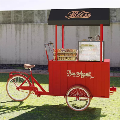 OEM Commercial Mobile Coffee Cargo Bike Tricycle con 3 ruote e deposito di soia