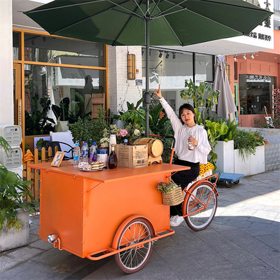 300kg Food Bike 3 ruote Hot Dog Tricycle Cart Con Tavolo Pieghevole per carrello mobile di frutta