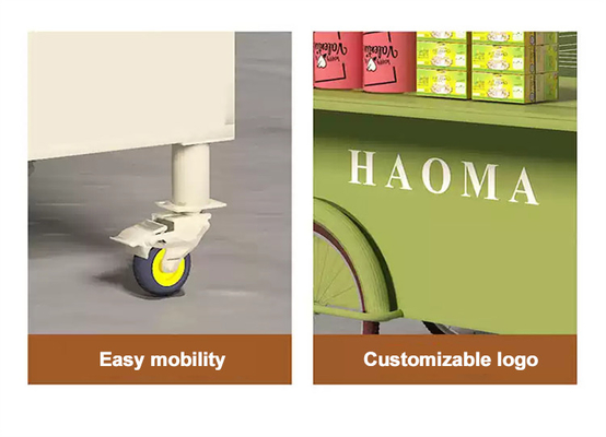 Carrello di distribuzione alimentare multifunzionale per il caffè e il gelato