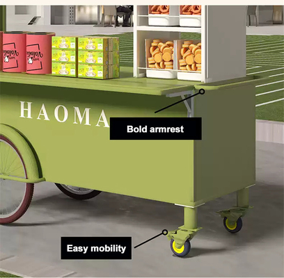 Colori altamente personalizzati Mini hand push Street Snack Vending Trolley Fast Food Stand Cart con grande capacità di stoccaggio