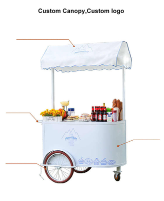 Gelato Triciclo Portable Push Cart per dolci congelati