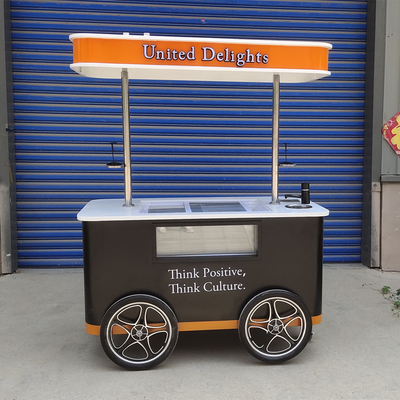 Gelato Ice Cream Push Cart / distributore automatico del congelatore / congelatore a display