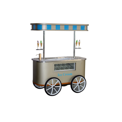 Carrello di gelato a mano con vetrina