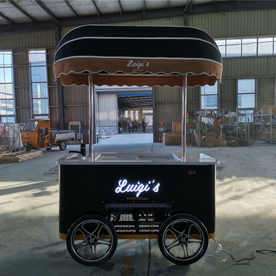 Camionetti di gelato Mobile Hard Ice Cream Ball Push Food Cart Produttori cinesi Camionetto di gelato