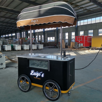Camionetti di gelato Mobile Hard Ice Cream Ball Push Food Cart Produttori cinesi Camionetto di gelato