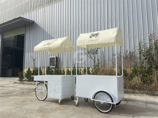 Negozio di gelati con carrello di friggitrice mini bar classico scooter push cart