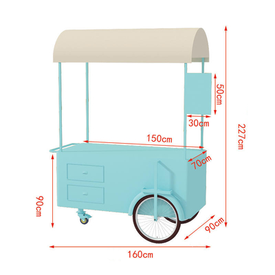 rimorchio in concessione veloce camion di cibo chiosco di strada elettrico carrello per crepe mobile caffè per crepe bici carrello per cibo design