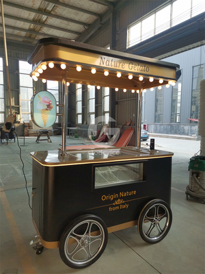 2024 nuovo tipo Mobile Italian gelato hand push cart con display freezer Gelato stand cart