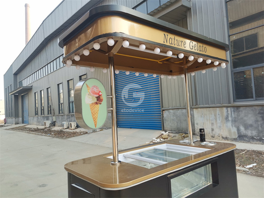 Gelato vetrina chiosco gelato frigoriferi a mano spingere cartello di vetrina di gelato italiano