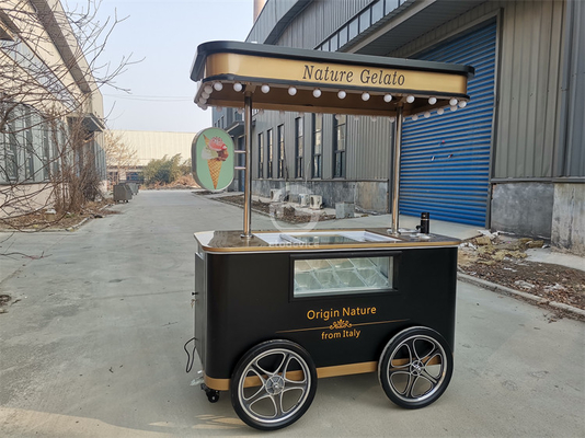 Gelato vetrina chiosco gelato frigoriferi a mano spingere cartello di vetrina di gelato italiano