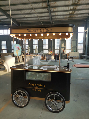 Fast Food Mobile Cart per gelati Bevande fredde Snack Trolley Gelato Ice Cream Cart
