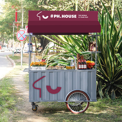 Nuovo design di gelato a tre ruote con carrello a mano per i dolci surgelati