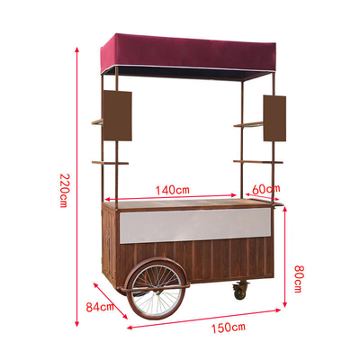 Caffè Tricycle Ice Cream Cart Soluzione aziendale mobile per bevande e dolci
