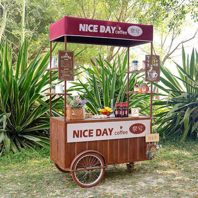 Caffè Tricycle Ice Cream Cart Soluzione aziendale mobile per bevande e dolci