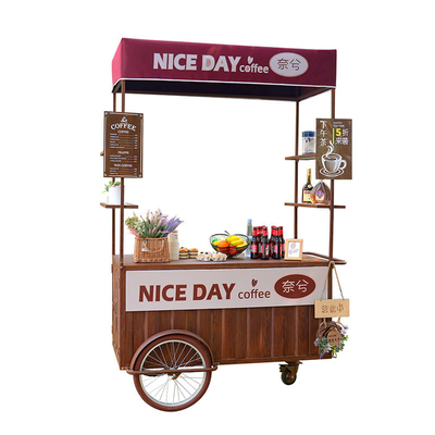 Caffè Tricycle Ice Cream Cart Soluzione aziendale mobile per bevande e dolci