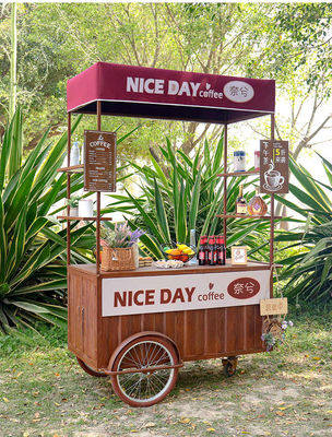 Caffè Tricycle Ice Cream Cart Soluzione aziendale mobile per bevande e dolci