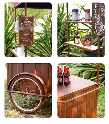 Coffee Tricycle Cargo Bike Push Cart artigianale per il settore delle bevande mobili