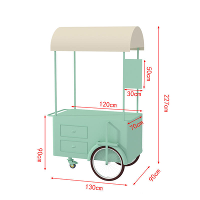 Taglia del logo personalizzato Mobile Food Cart Business hand push cart per vending Caffè caramelle Ice Cream Cart