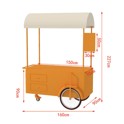 Prezzi economici Food Concession Stand Street carrello venditore mobile a mano con tendone per lo stoccaggio