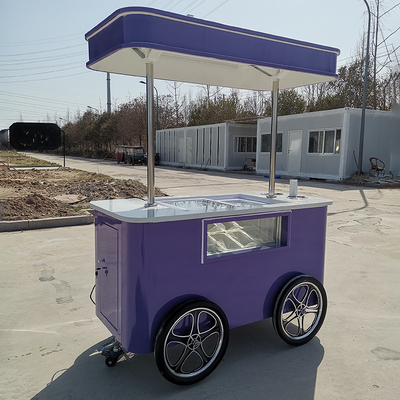 Cartone di gelati per snack di strada su misura Freezer Mini Push Cart Cartoni alimentari mobili
