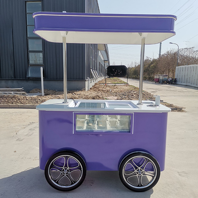 Carro di gelato italiano a mano moto con congelatore a display Carro di gelato con ruote