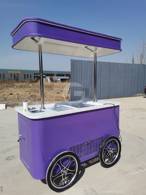 Carro di gelato italiano a mano moto con congelatore a display Carro di gelato con ruote