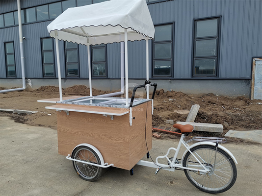 Bicicletta per bevande artigianale ecologica La soluzione sostenibile per la vendita di cibo mobile