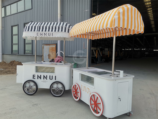 Carrello di vendite di gelato a misura con congelatore