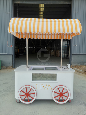 Carrello di vendite di gelato a misura con congelatore