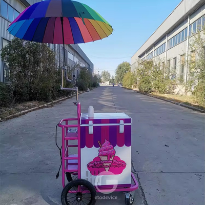 Carrello di gelato per aziende alimentari mobili con congelatore da 80L