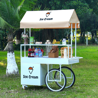 200w Outdoor Ice Cream Coffee Push Cart 1200x600x2200mm Personalizzato