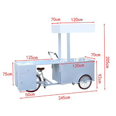 Carrello per biciclette di gelato a colori personalizzati per i posti dolci urbani