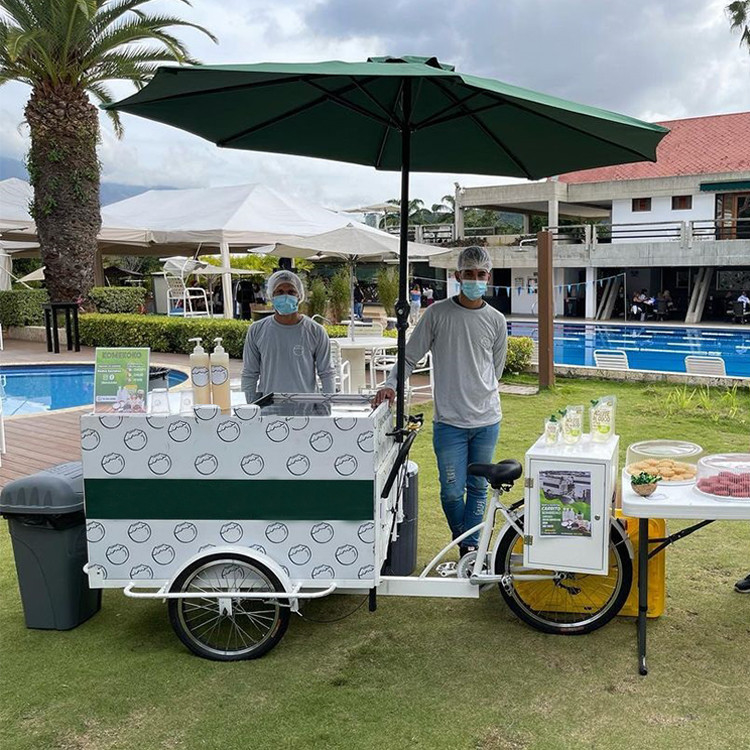 Cesto anteriore e tavolo da lavoro Motorbike elettrico per il trasporto mobile di cibo