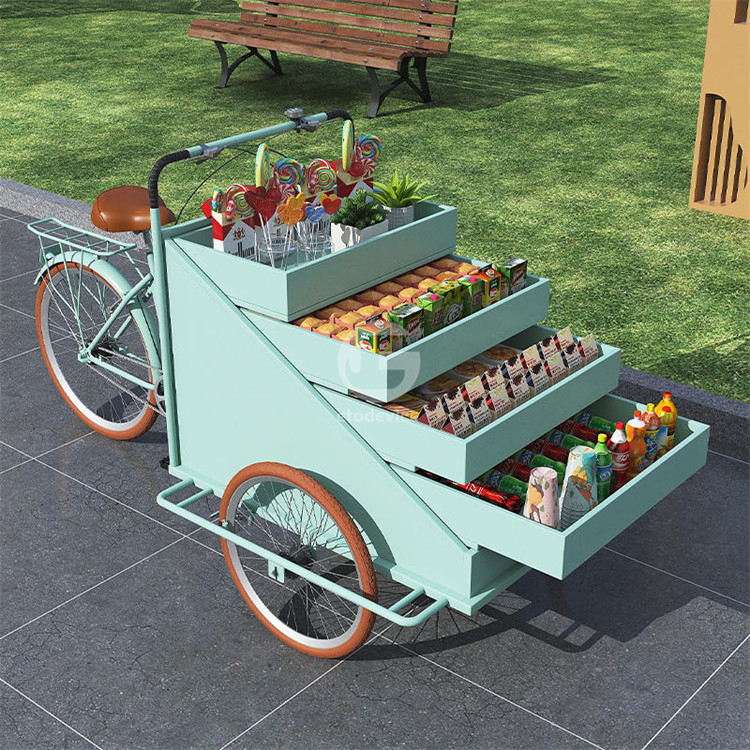 Impianto di trasformazione di ortaggi carrello di bicicletta per caffè mobile con L200.00cm*W95.00cm*H110.00cm