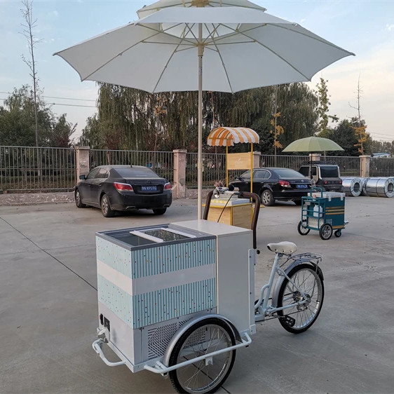 100 kg Classic Ice Cream Bike Fast Food Trailer Truck Tricycle per impianto di condimenti