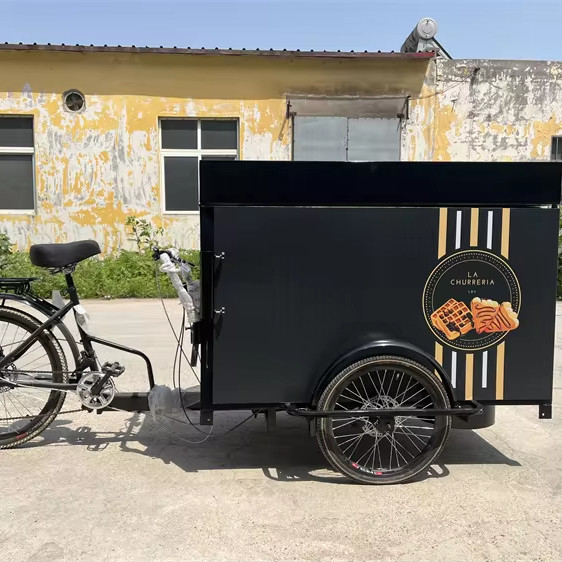 Carrello per biciclette in vendita all'aperto con spazio per il carico e costruzione in acciaio inossidabile 304