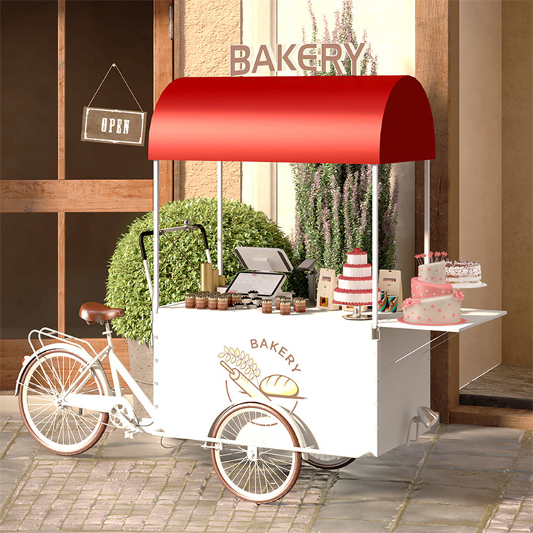 OEM Commercial Mobile Coffee Cargo Bike Tricycle con 3 ruote e deposito di soia