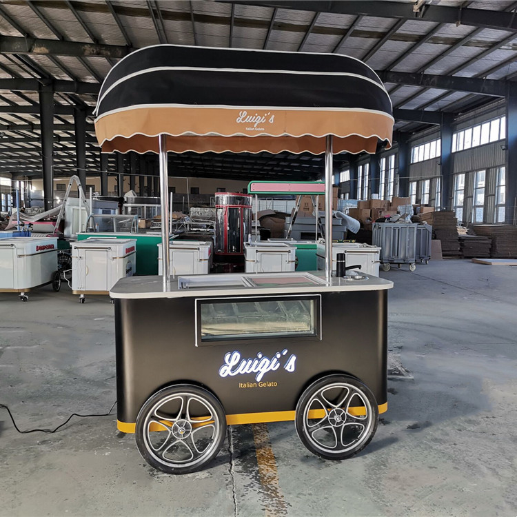 piccolo carrello di gelato con congelatore carrello di gelato mobile carrello di vendite di gelati carrello di cibo