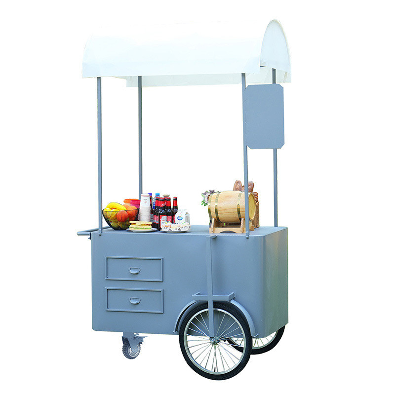 Cartone a mano per il cibo di strada 3 ruote Cartone di carico con scatola di stoccaggio per la promozione vending