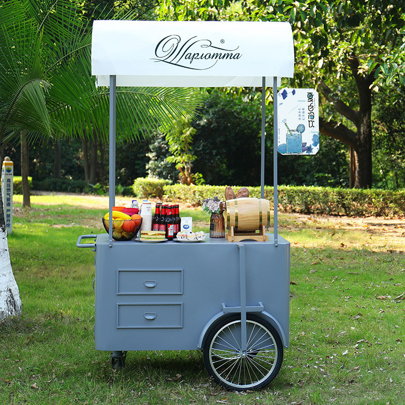 Prezzi economici Food Concession Stand Street carrello venditore mobile a mano con tendone per lo stoccaggio