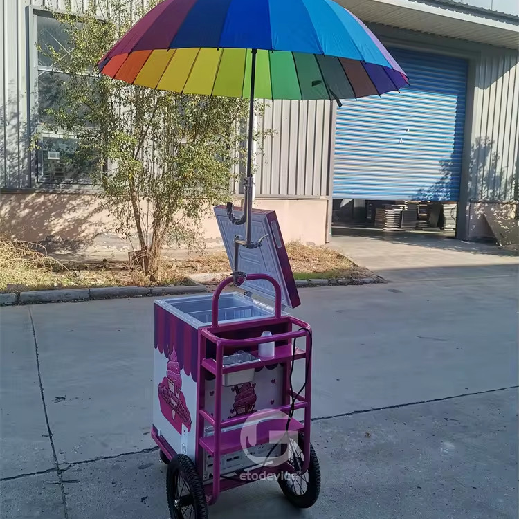 Carrello di vendite di gelati Carrello di vendite di snack alimentari Carrello di vendite mobile